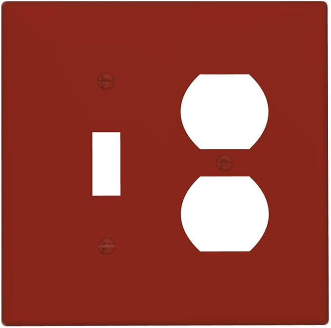 Brown 2 Gang Single Toggle/Duplex Combo Outlet Light Switch Cover, Combo 1-Toggle 1-Dimmer Decorator Wall Plate Electrical Faceplate