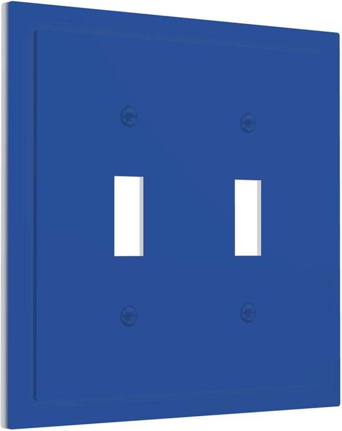 Navy Blue Decorative 2 Gang Toggle Outlet Light Switch Cover, Solid Royal/Ocean Blue Double Device Wall Plate Electrical Faceplate Dual Device Switchplate Covers