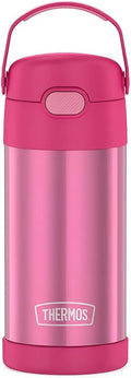 THERMOS FUNTAINER Water Bottle with Straw - 12 Ounce - Kids Stainless Steel Vacuum Insulated Water Bottle with Lid, Pink