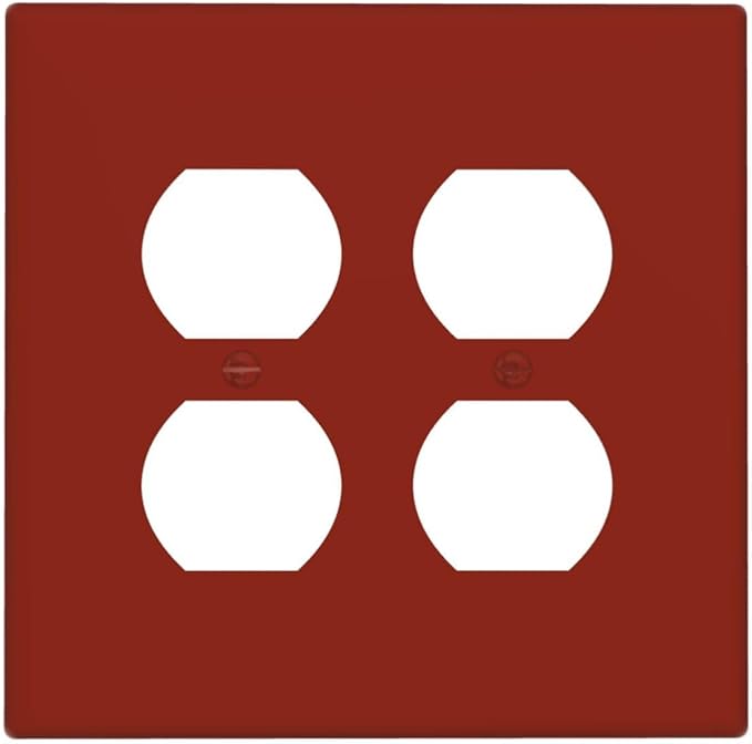 Decorative Solid Thick Red 2 Gang Double Duplex Wall Plate Receptacle Outlet Cover Dark Carmine Red Dual Combination Outlet Light Switch for Electric Socket Plug Covers