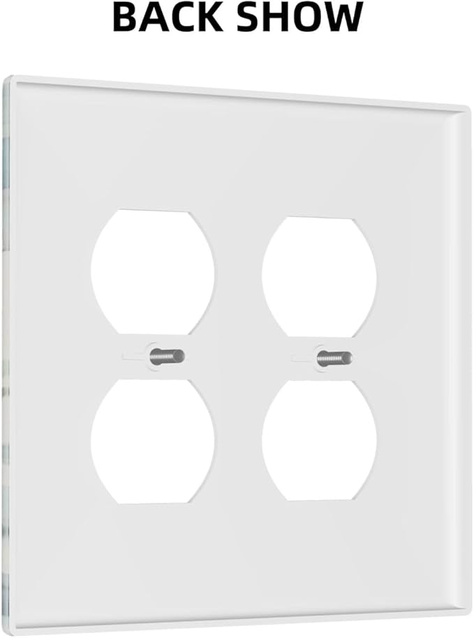 Boho Green White Eucalyptus Leaf Floral Outlet Covers 2 Gang Double Duplex Decorative Light Switch Covers Electrical Wallplates Socket Faceplate for Farmhouse Living Room Decor