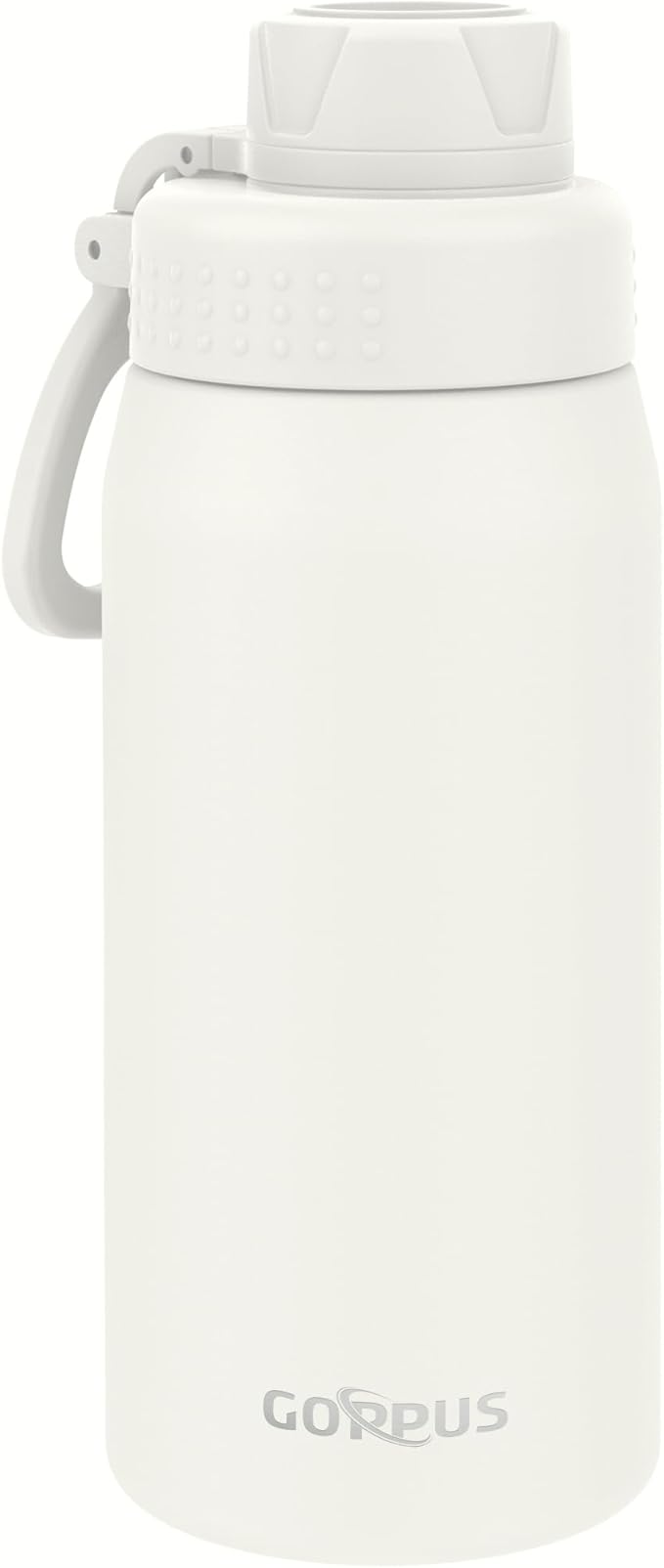 GOPPUS 19oz Kids Water Bottle with Spout Lid, Toddler Water Bottle, Stainless Steel Insulated Water Bottle, Leakproof, BPA Free, Suitable for Boys and Girls for School（Warm White）
