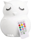 Lumipets Remote Control Silicone Night Light for Kids - Owl Design with 9 Soft Colors & Sleep Timer - Rechargeable, Battery-Operated Lamp for Bedroom | Baby Nursery, Toddler, Girls, Boys