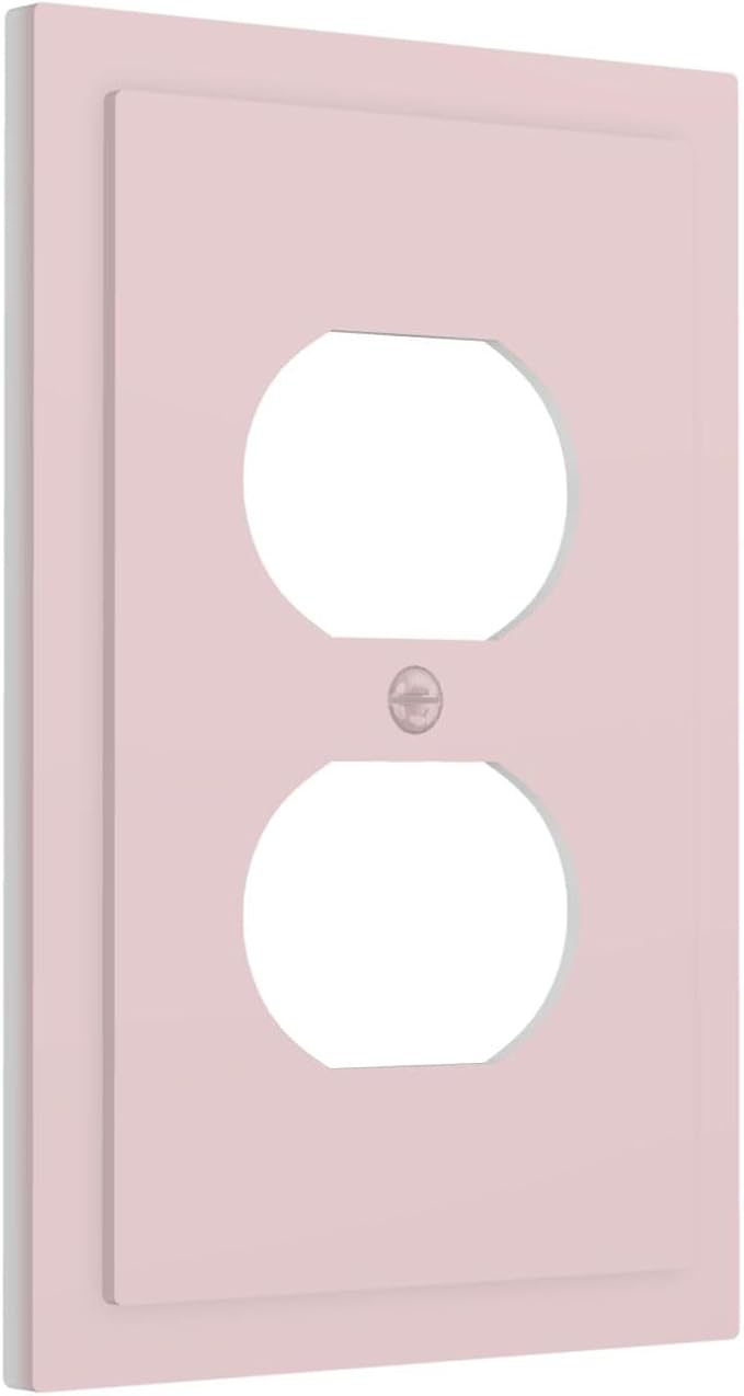 Light Pink 1 Gang Electrical Duplex Wall Plate Receptacle Outlet Covers Decorative Dual Single Device Light Switch Cover Switchplate Woman Girl Faceplate