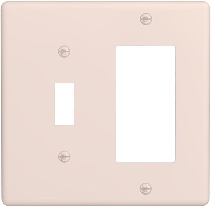 Decorative Solid Yellow Beige 2 Gang Combination Single Toggle with One Rocker/GFCI Light Switch Cover Thick Tan/Cream 1-Toggle 1-Decorator Wall Plate GFCI Combo Receptacle Outlet Faceplate Covers