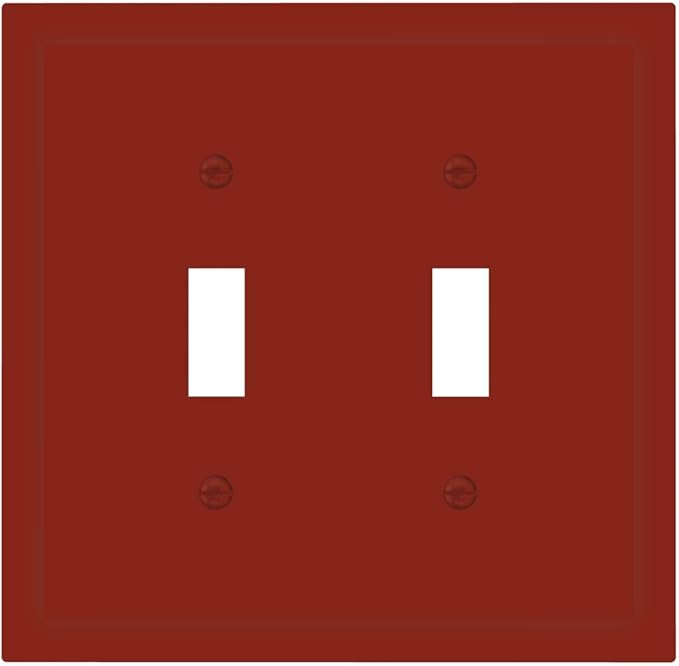 Wine Red Decorative 2 Gang Toggle Outlet Light Switch Cover Colored Watercolor Solid Double Device Wall Plate Electrical Faceplate Dual Device Switchplate (Solid Red)