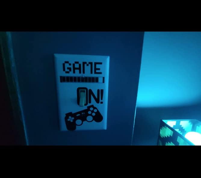 Cool Light Switch Plate Cover Video Gamer Room Decor Novelty Wall Gaming Gift Decorative Fun Teen Boy Man Cave Game Controller Graphics Bedroom (GAME ON!)