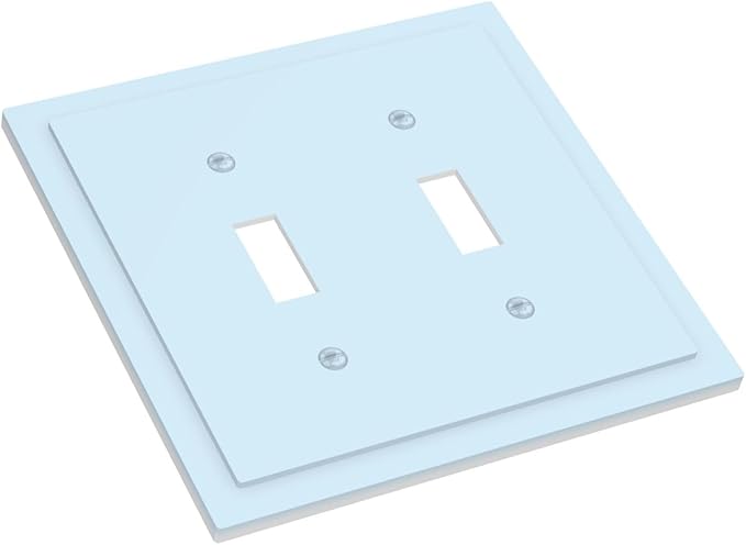 Aqua/Teal Blue Decorative 2 Gang Toggle Outlet Light Switch Cover, Light Navy Royal Ocean Blue Double Device Wall Plate Electrical Faceplate Dual Device Switchplate