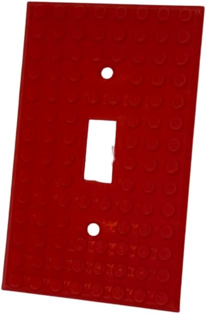 Brick Wall Plate, Single Toggle Light Switch Cover for Kids Bedroom, Game Room, 1-Gang (Red)