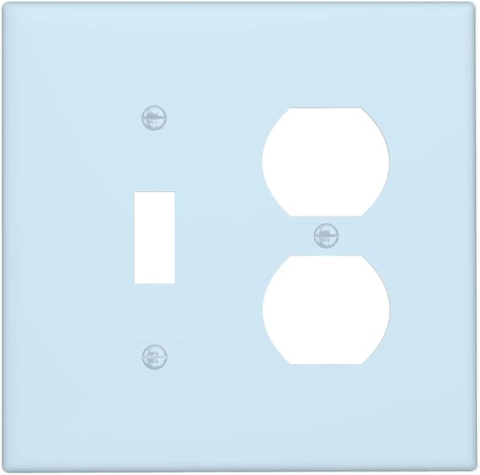 Light/Royal Blue 2 Gang Single Toggle/Duplex Combo Outlet Light Switch Cover, Teal Turquoise Navy Blue Combination 1-Toggle 1-Decorator/Receptacle Wall Plate Electrical Faceplate Covers