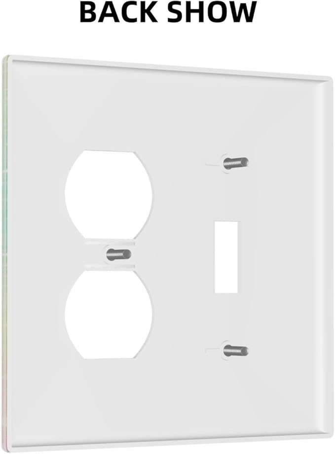 Decorative Light Switch Cover Plate Rainbow Shiny Gradient Colors 2 Gang Outlet Covers 1 Toggle 1 Duplex Wall Plate Decorate Electrical Switch Plate Covers for Kids Room Nursery Decor