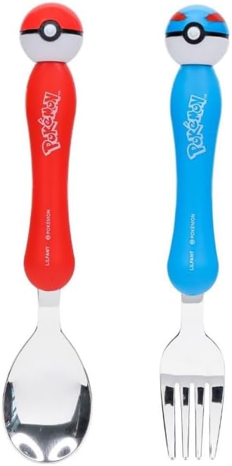 Pikachu Stainless Steel Fork and Spoon Set, Ball Style