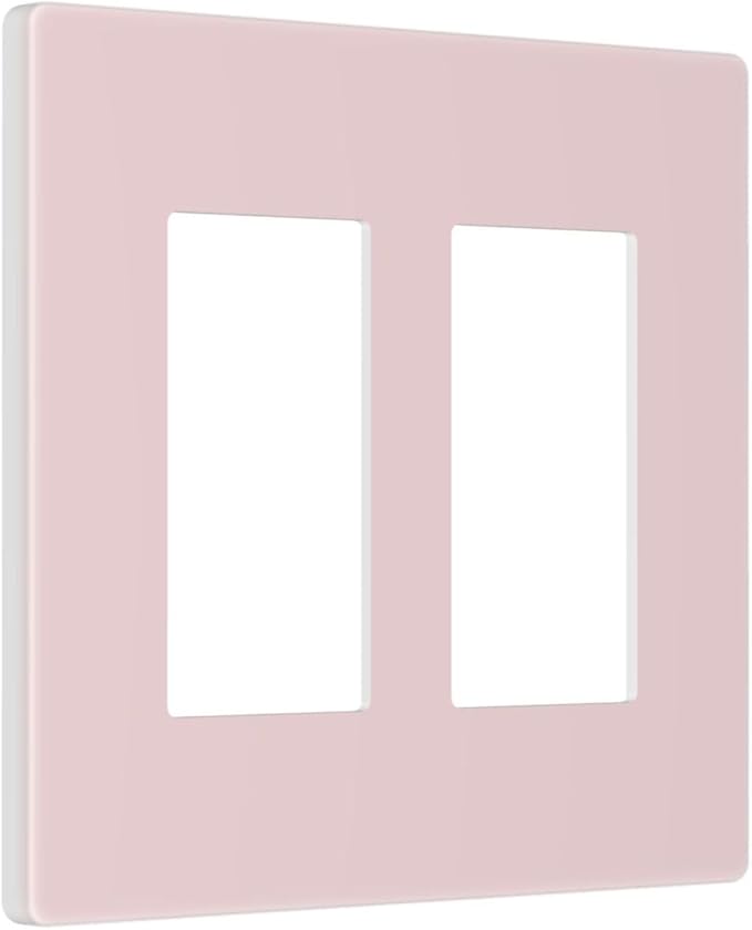 Pink 2 Gang Double Decorator Rocker Light Switch Cover Decorative Cute Girly Girl Bedroom Outlet Switch Face GFCI Wall Plate Electrical Switchplate Screwless for Dimmer