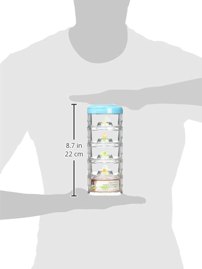 Innobaby Packin' Smart Stackable and Portable Storage System for Formula, Baby Snacks and More. 5 Stackable Cups in Blueberry Sorbet. BPA Free.
