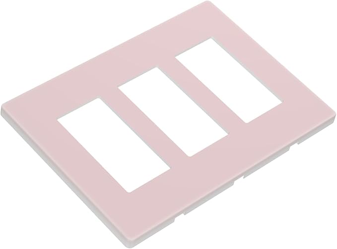 Pink Decorative 3 Gang Triple Decorator Light Switch Cover, Cute Girl Fashion Pretty Unique Light Pink Three Rocker/GFCI Wall Plate Electrical Switch Faceplate Dimmer