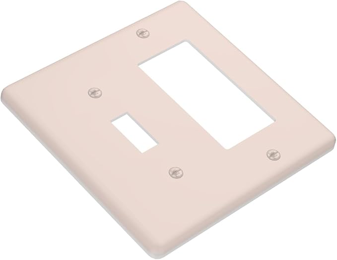Decorative Solid Yellow Beige 2 Gang Combination Single Toggle with One Rocker/GFCI Light Switch Cover Thick Tan/Cream 1-Toggle 1-Decorator Wall Plate GFCI Combo Receptacle Outlet Faceplate Covers