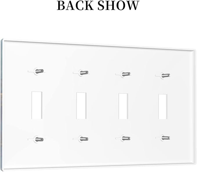 Blue Marble Quad Toggle Light Switch Cover Decorative 4 Gang Switch Plates Cover Modern Ombre Watercolor Ink Art Faceplate for Bathroom Home Living Room Decor 8 X 4.5 In