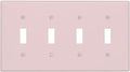 Decorative Cute Light Pink 4 Gang Quad Toggle Light Switch Cover, Solid Valentine's Day Pink Colored Electric Quadruple Device Decorator Outlet Switch Face Wall Plate Covers Standard Size