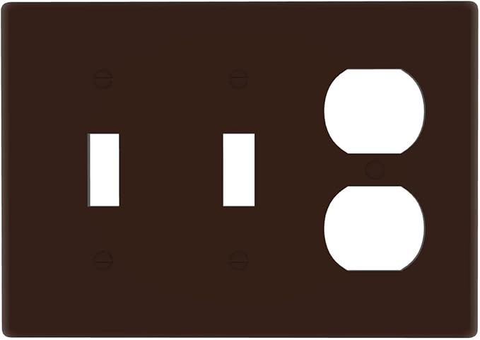 Coffee Brown 3 Gang 2 Toggle 1 Duplex Combination Light Switch Plate Decorative Triple Toggle Wall Plate Cover Electrical Faceplate Switch Face Plate