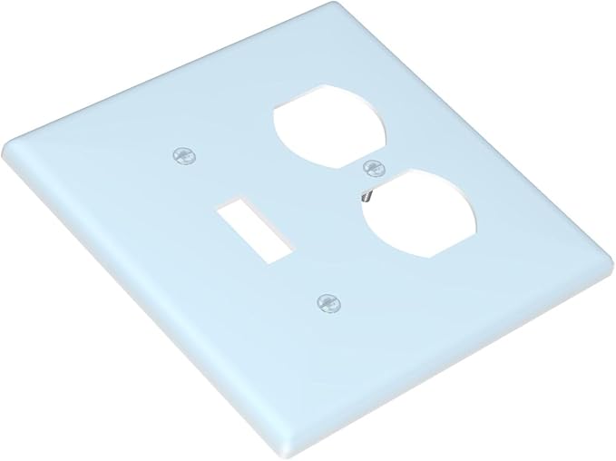 Light/Royal Blue 2 Gang Single Toggle/Duplex Combo Outlet Light Switch Cover, Teal Turquoise Navy Blue Combination 1-Toggle 1-Decorator/Receptacle Wall Plate Electrical Faceplate Covers