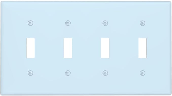 Aqua/Teal 4 Gang Quad Toggle Light Switch Cover Decorative Electric Decorative Quadruple Device Switch Face Wall Plate Screwless
