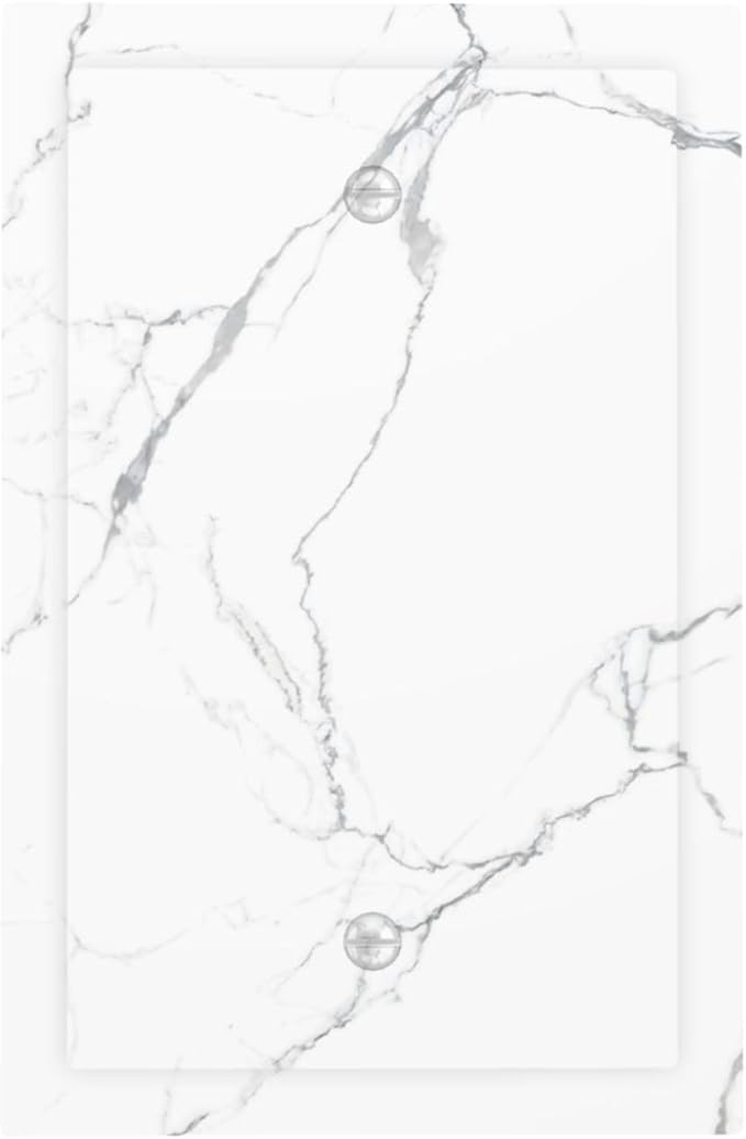 Luxurious White Marble Abstract Print Light Switch Cover Plate 1 Gang No Device Blank Electrical Wall Plates Faceplate Decorative Switch Plate Covers for Bathroom Kitchen Bedroom Decor