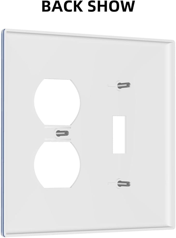 Blue 2 Gang Single Toggle/Duplex Combo Outlet Light Switch Cover, Combo 1-Toggle 1-Dimmer Decorator Wall Plate Electrical Faceplate