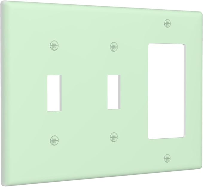 Green 3 Gang 2 Toggle 1 Rocker/GFCI/Decorator Combination Light Switch Plate Decorative Triple Toggle Wall Plate Cover Electrical Switch Face Plate