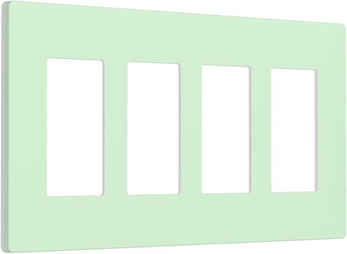 Green 4 Gang Quad Rocker/GFCI/Decorator Light Switch Cover Plate Decorative Electric Faceplate Decorative Switchplate Screwless