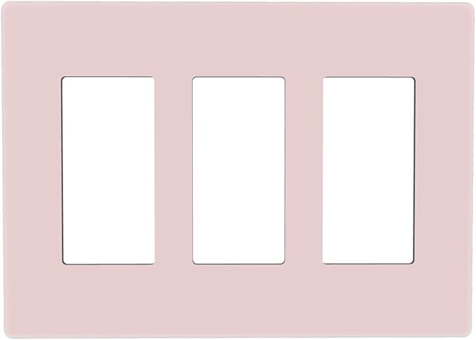 Pink Decorative 3 Gang Triple Decorator Light Switch Cover, Cute Girl Fashion Pretty Unique Light Pink Three Rocker/GFCI Wall Plate Electrical Switch Faceplate Dimmer