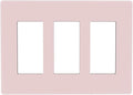 Pink Decorative 3 Gang Triple Decorator Light Switch Cover, Cute Girl Fashion Pretty Unique Light Pink Three Rocker/GFCI Wall Plate Electrical Switch Faceplate Dimmer