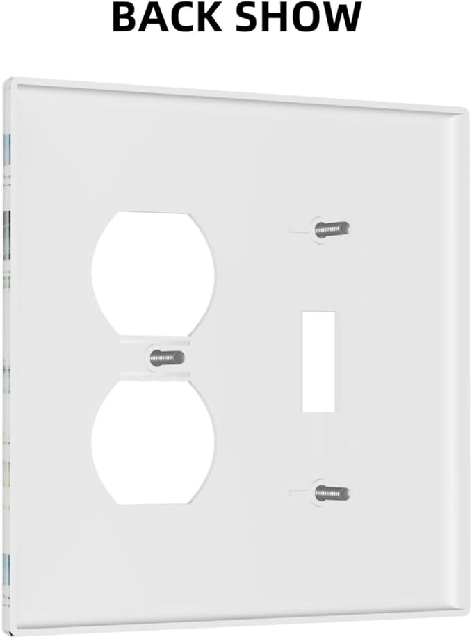 Green Eucalyptus Sage Leaves Combination 1-Toggle 1-Duplex Receptacle 2 Gang Wall Plate, Spring Elegant Watercolor Greenery 2 Gang Combo Single Toggle/Light Switch One Duplex Outlet Faceplate Cover