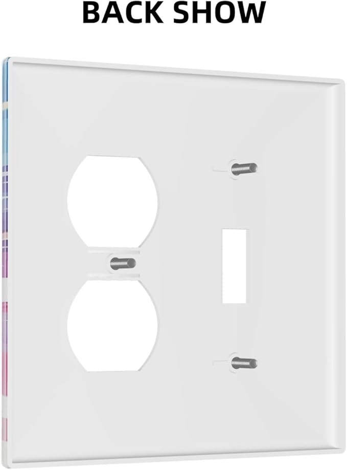 Light Switch Cover Plate Rainbowcolored Rays With White Stars 2 Gang Decorative Switch Plates 1 Toggle Duplex Combo Outlet Covers GFCI Wall Plates for Nursery Home Decor