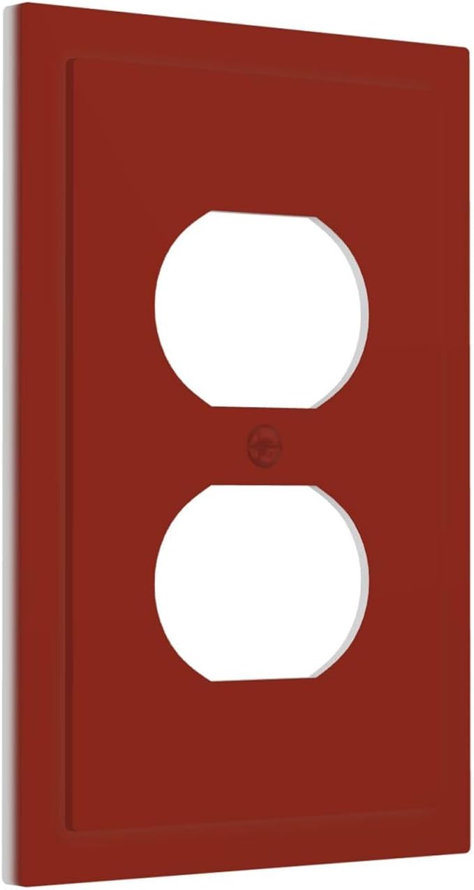 Decorative Dark Red 1 Gang Single Duplex Wall Plate Receptacle Outlet Covers, Modern Solid Colored/Color Wine Red Dual Device Socket Light Switch Cover Switchplate Faceplate Jumbo/Large Size