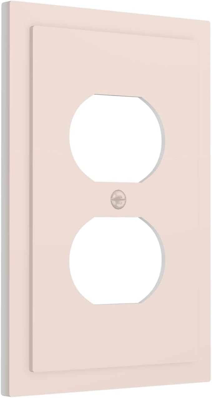 Decorative Thick Beige/Yellow 1 Gang Duplex Wall Plate Receptacle Outlet Covers, Breezy Elegant Tan/Cream Dual Device Device Light Switch Faceplate Cover