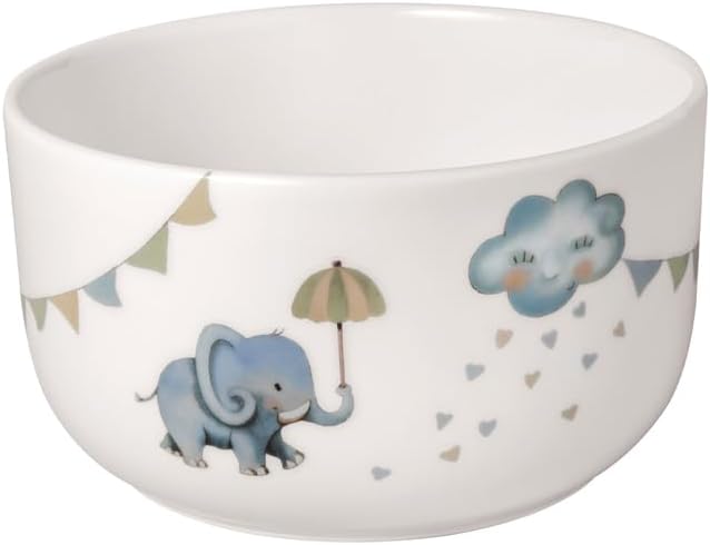 Villeroy & Boch - Boho Kids "Walk Like an Elephant" Children's Bowl, Porcelain Bowl in Boho Style, Diameter 12.5 cm, Dishwasher Safe, Microwave Safe