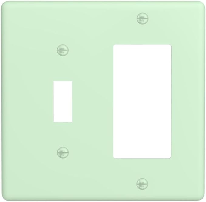Green 2 Gang Combination Light Switch Cover Decorative 1-Toggle 1-Decorator Wall Plate Electrical GFCI Combo Receptacle Faceplate