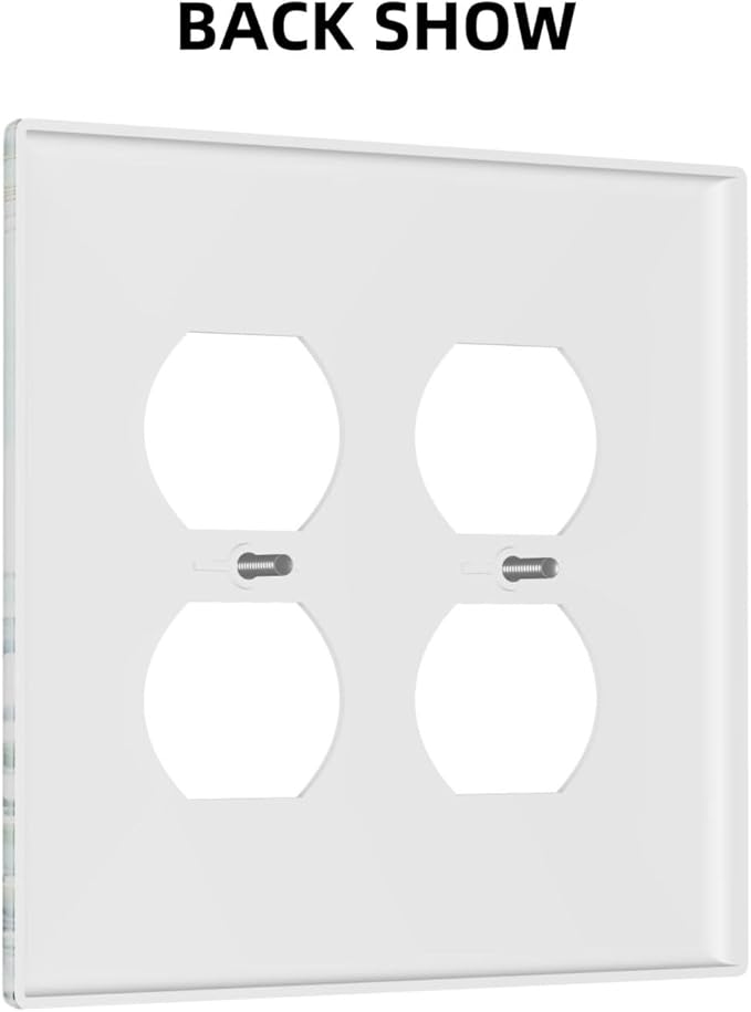 Boho Green Eucalyptus Leaf Floral Sage Flower Outlet Covers 2 Gang Double Duplex Decorative Light Switch Covers Electrical Wallplates Socket Faceplate for Bedroom Living Room Decor