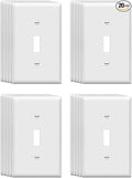 ZEFTV Mid-Size Toggle Light Switch Wall Plates 1-Gang 4.89" x 3.12" Switch Electrical Cover Plate Unbreakable Thermoplastic Faceplate, White (20 Pack)