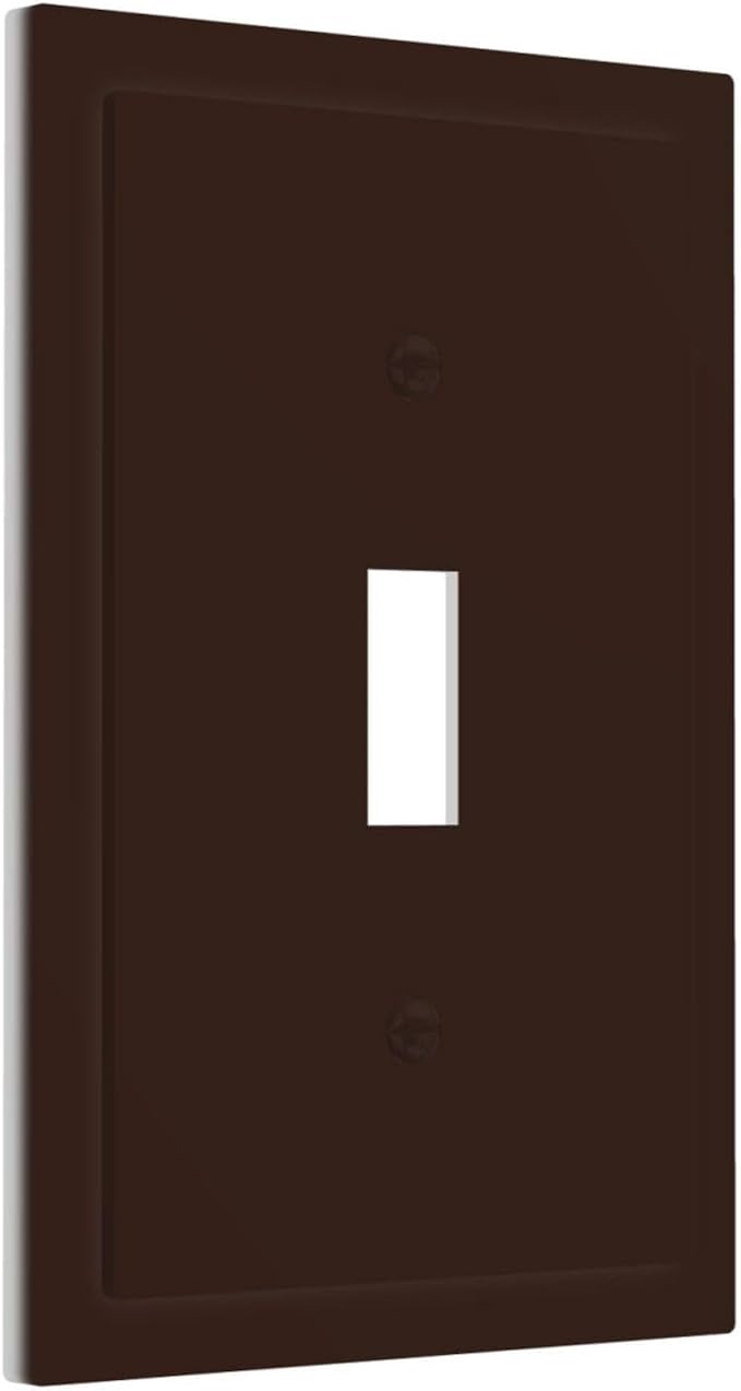 Decorative Toggle Brown 1 Gang Light Switch Cover, Mocha Coffee Single Wall Plate, Dark/Thick Brown Electrical Switch Face Wallplate One Gang