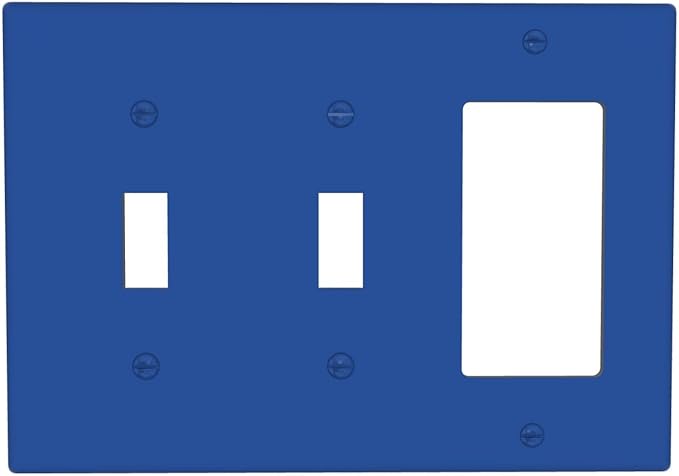 Navy Blue 3-Gang 2 Toggle 1 Rocker/GFCI Combination Light Switch Cover Decorative Solid Colored Royal Blue Triple Decorator/Toggle Combo Electrical Outlet Switch Face Plate Covers