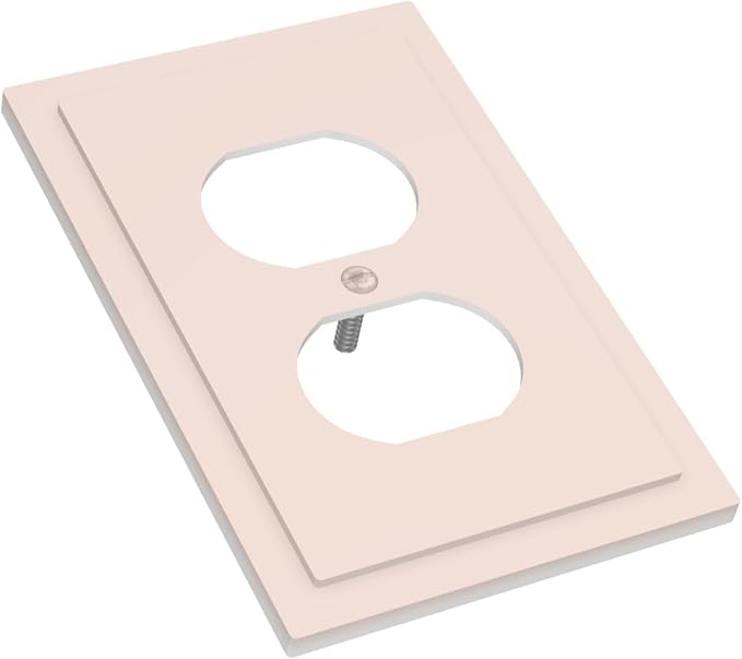 Decorative Thick Beige/Yellow 1 Gang Duplex Wall Plate Receptacle Outlet Covers, Breezy Elegant Tan/Cream Dual Device Device Light Switch Faceplate Cover