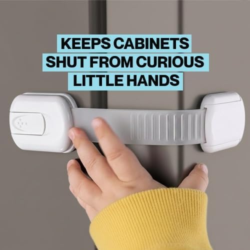 Fridge Strap Lock for Kids (8 Pack) Child Proof Fridge Locks with Strong 3M Adhesive, Baby Proof Refrigerator & Cabinet Safety Locks for Toddlers and Adults