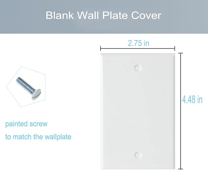 1-Gang Blank Wall Plate Outlet Cover Plate Unbreakable Polycarbonate Thermoplastic Single Blank Faceplate Electrical Receptacle Cover, White, 20 Pack