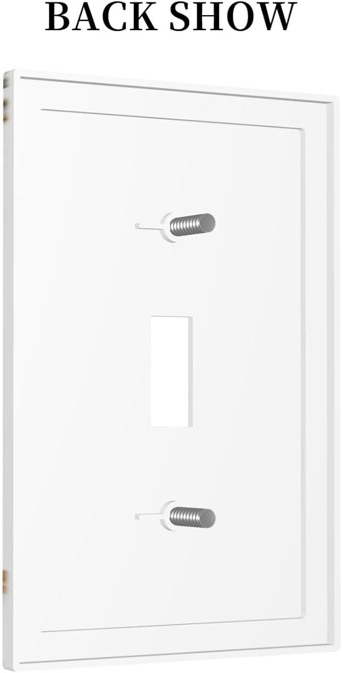 White Gold Marble Modern Abstract Luxury Print Decorative Light Switch Cover 1 Gang Single Toggle Device Electrical Faceplate Switchplates Decorator Outlet Wall Plate for Bathroom Kitchen Decor