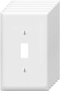 ZEFTV Toggle Light Switch Wall Plates 1-Gang Switch Electrical Cover Plate Unbreakable Thermoplastic Faceplate, White (6 Pack)