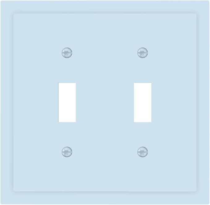 Aqua/Teal Blue Decorative 2 Gang Toggle Outlet Light Switch Cover, Light Navy Royal Ocean Blue Double Device Wall Plate Electrical Faceplate Dual Device Switchplate