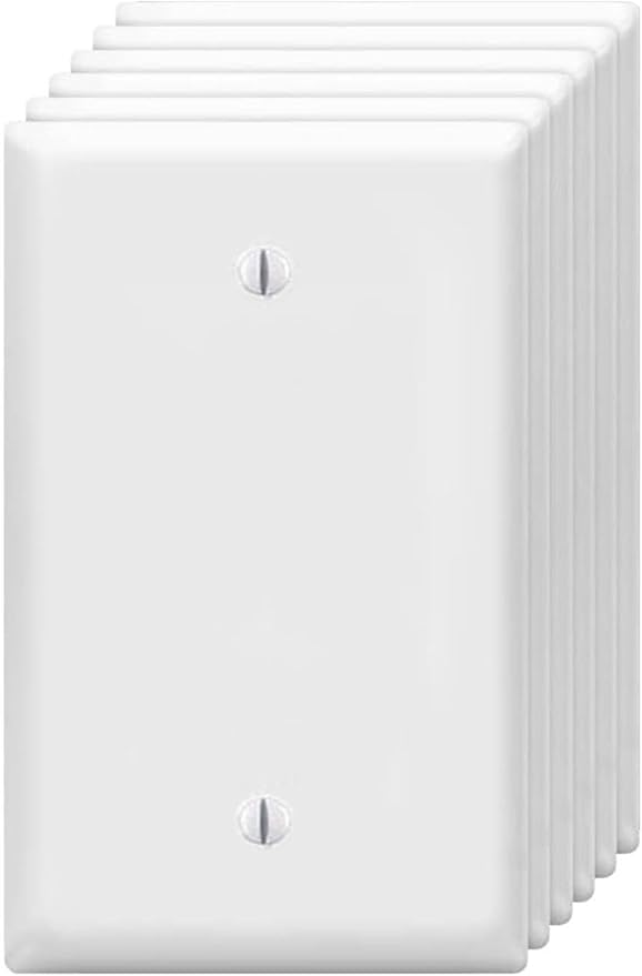 ZEFTV Blank Wall Plates 1-Gang blank Switch Outlet Electrical Cover Plate Unbreakable Thermoplastic Faceplate for Light Receptacle Outlet Switch, White (6 Pack)