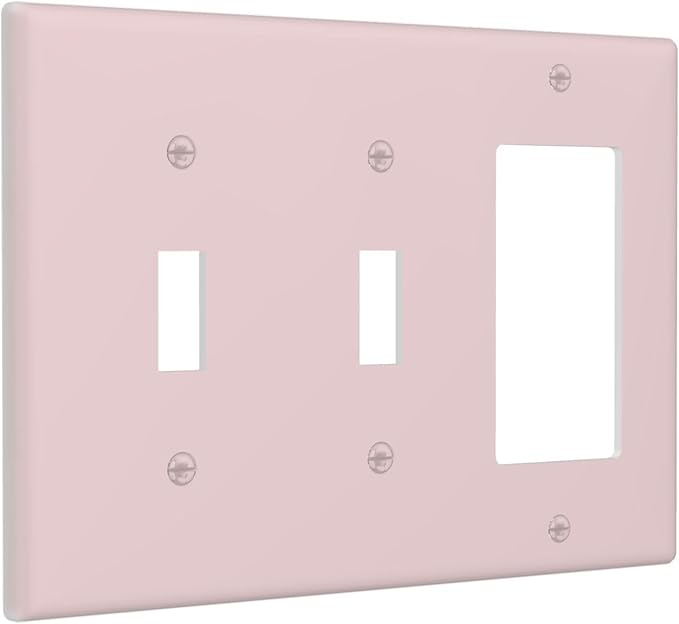 Rose Purple Pink 3 Gang 2 Toggle 1 Rocker/GFCI/Decorator Combination Light Switch Plate Decorative Triple Toggle Wall Plate Cover Electrical Switch Face Plate