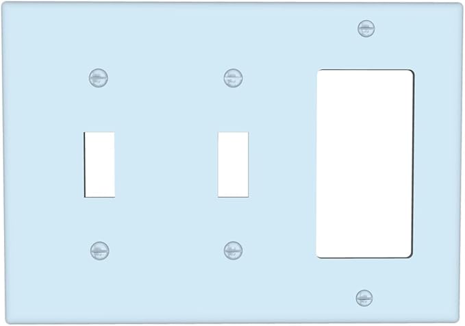 Aqua/Teal 3 Gang 2 Toggle 1 Rocker/GFCI/Decorator Combination Light Switch Plate Decorative Triple Toggle Wall Plate Cover Electrical Switch Face Plate